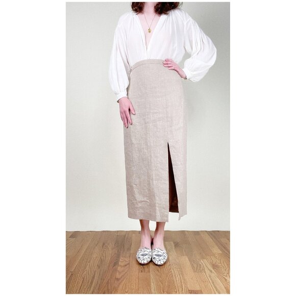 Vintage 100% Silk High Rise Maxi Skirt Straight Column Old Money Quiet Luxury - Picture 6 of 6